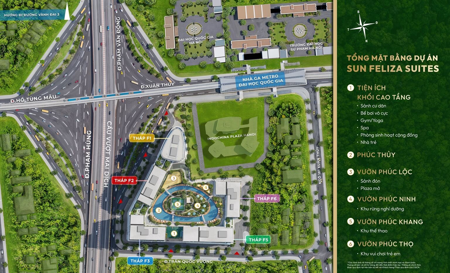 tổng mặt bằng dự án sun feliza suites cầu giấy