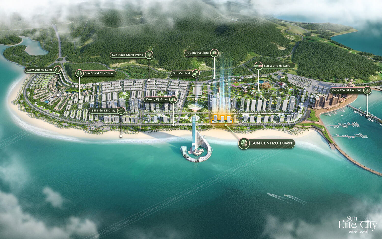 vị trí dự án sun centro town bãi cháy hạ long